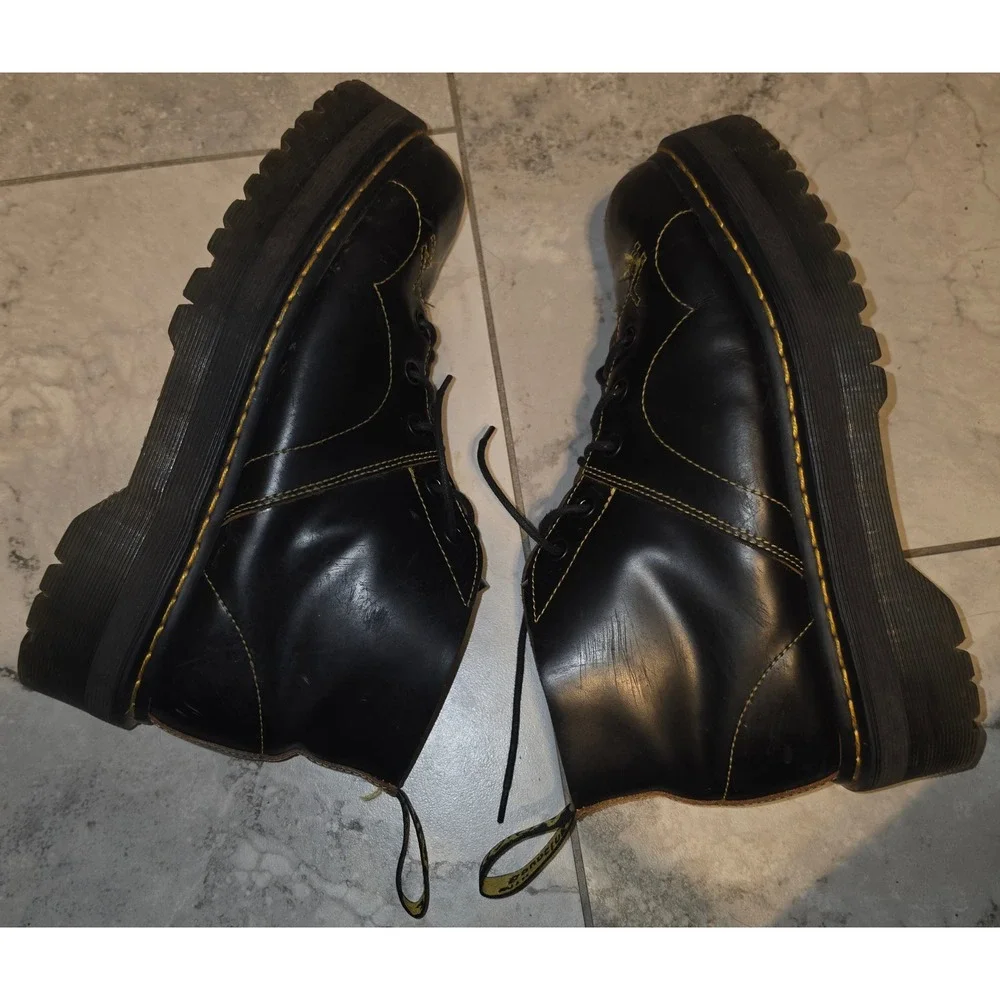 Dr. Martens Church Quad Monkey Boots Black Leather Platform Mens 10 Womens 11